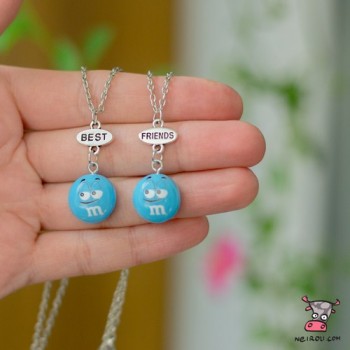 Кулон для двоих друзей "Best Friends. M&M's голубые"
